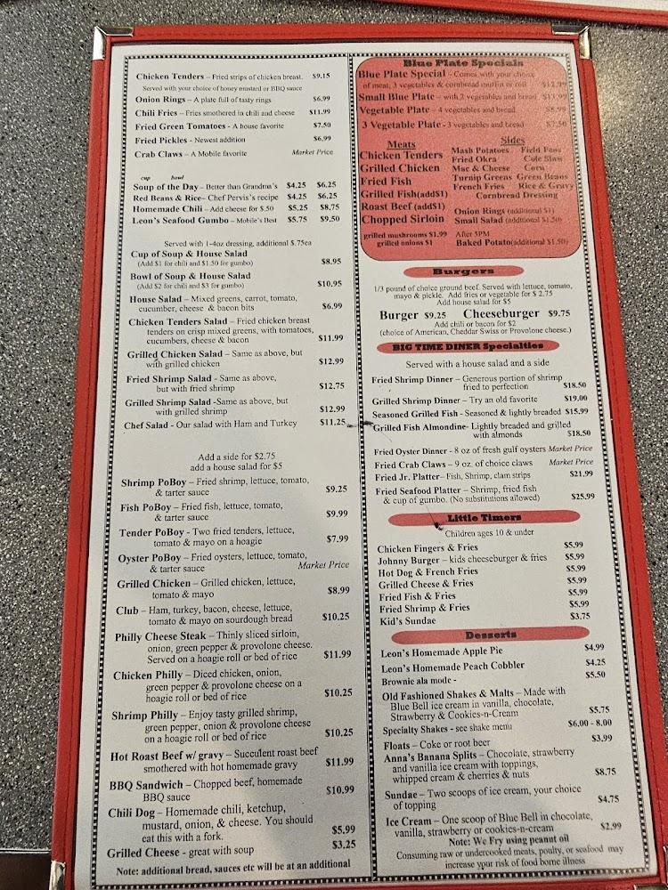 Big Time Diner Menu image 3
