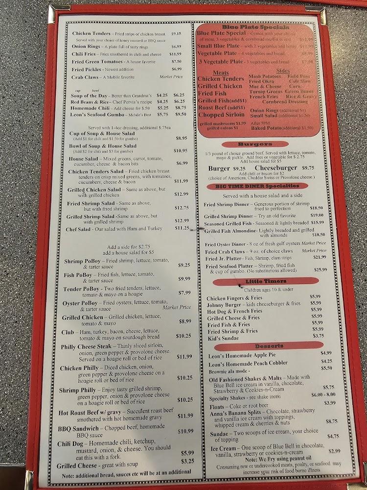 Big Time Diner Menu image 4